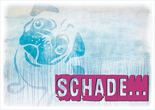3 Stück süße A6 Tierpostkarten Postkarte Grußkarte Karte Hund trauriger Mops "Schade!" von Der-Karten-Shop.de