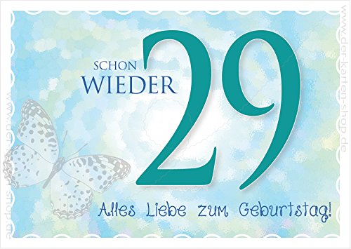 Postkarte Spruchkarte Geburtstagskarte Karte mit Spruch "Schon wieder 29! Alles Liebe zum Geburtstag!" von Der-Karten-Shop.de