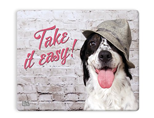 Witziges Mauspad, Mousepad 23 x 19 cm, mit Motiv, Hund mit Schlapphut "Take it easy" von Der-Karten-Shop.de