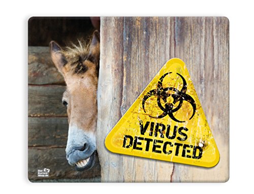 Witziges Mauspad, Mousepad 23 x 19 cm, mit Motiv, lustiger Esel "Virus detected" von Der-Karten-Shop.de