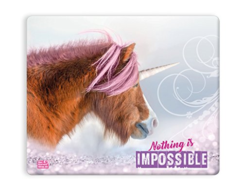 Witziges Mousepad Mauspad 23 x 19 cm, mit Motiv, süßes Einhorn "Nothing is impossible" Nichts ist unmöglich! von Der-Karten-Shop.de