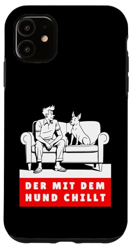 Lustiges Hunde Outfit Hundebesitzer Der mit dem Hund chillt Hülle für iPhone 11 von Der mit dem Hund chillt Design für Herren Kinder