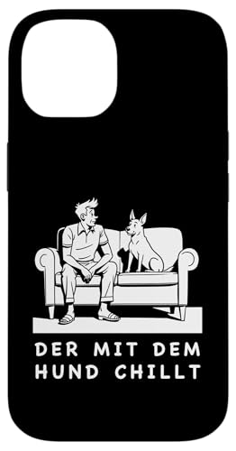 Lustiges Hunde Outfit Hundebesitzer Der mit dem Hund chillt Hülle für iPhone 14 von Der mit dem Hund chillt Design für Herren Kinder