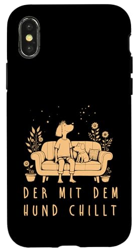 Lustiges Hunde Outfit Hundebesitzer Der mit dem Hund chillt Hülle für iPhone X/XS von Der mit dem Hund chillt Design für Herren Kinder