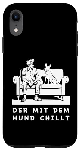Lustiges Hunde Outfit Hundebesitzer Der mit dem Hund chillt Hülle für iPhone XR von Der mit dem Hund chillt Design für Herren Kinder