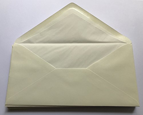 100 Creme Kuverts mit hellem Seidenfutter in DIN lang = 220 x 110 mm, Design Offset Creme, Chamois von DerMegaDeal