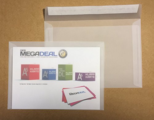 100 transparente Kuverts, C5 = 229 x 162 mm, Haftklebestreifen, 100 g/qm von DerMegaDeal