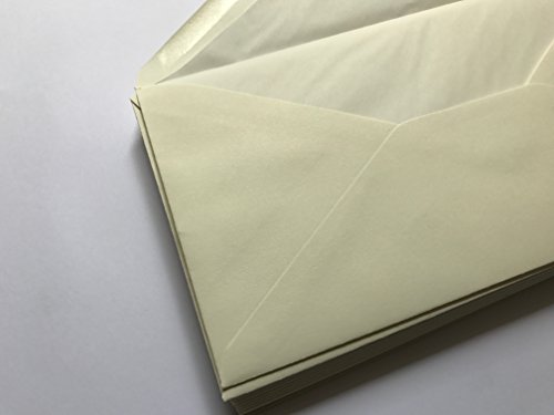 75 Creme Kuverts mit hellem Seidenfutter in DIN lang = 220 x 110 mm, Design Offset Creme, Chamois von DerMegaDeal