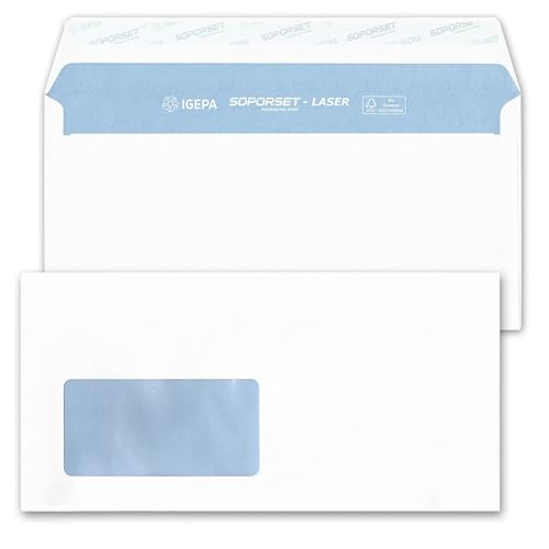 umschlag-discount - 100 Briefumschläge mit Fenster, DIN lang = 220 x 110 mm, mit Laser bedruckbar, Geschäftsumschläge, Fensterumschläge, in Berlin fair verpackt von DerMegaDeal