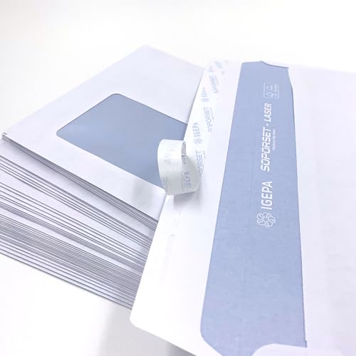 umschlag-discount - 500 Briefumschläge mit Fenster, DIN lang = 220 x 110 mm, mit Laser bedruckbar, Geschäftsumschläge, Fensterumschläge, in Berlin fair verpackt von DerMegaDeal