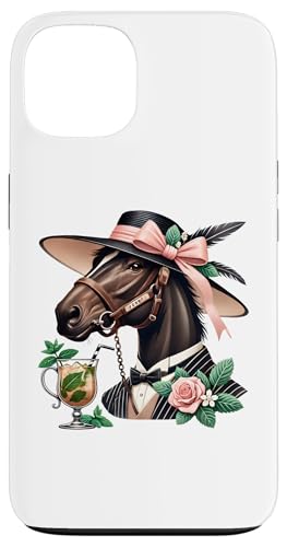 Fancy Derby Pferd mit Mint Julep und Rosen Hülle für iPhone 13 von Derby Gear for Fans of Horse Racing by NLTS
