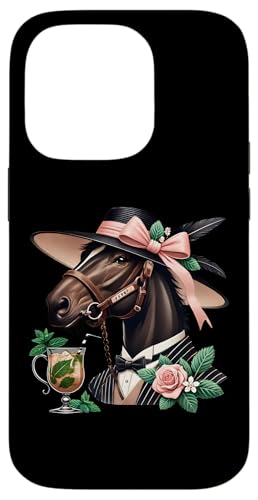 Fancy Derby Pferd mit Mint Julep und Rosen Hülle für iPhone 14 Pro von Derby Gear for Fans of Horse Racing by NLTS