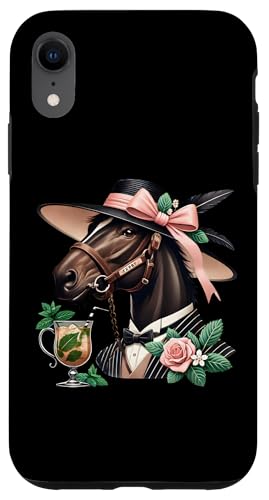 Fancy Derby Pferd mit Mint Julep und Rosen Hülle für iPhone XR von Derby Gear for Fans of Horse Racing by NLTS