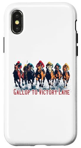 Gallop to Victory Lane Motivierendes Derby Pferderennen Kunst Hülle für iPhone X/XS Gallop to Victory Lane Motivierendes Derby Pferderennen Kunst Hülle für iPhone X/XS von Derby Gear for Fans of Horse Racing by NLTS
