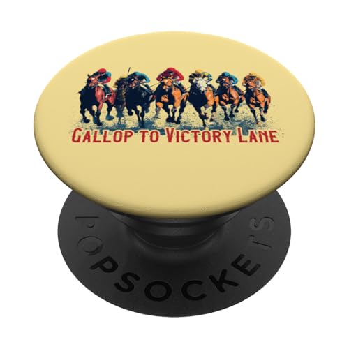 Gallop to Victory Lane Motivierendes Derby Pferderennen Kunst PopSockets Klebender PopGrip von Derby Gear for Fans of Horse Racing by NLTS