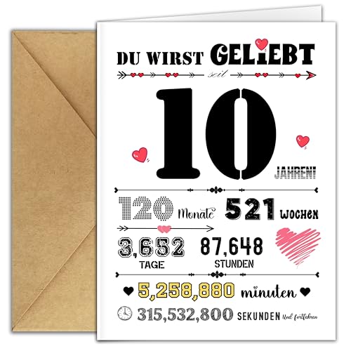 Dercylele Geburtstagskarte 10 Geburtstagskarte 10. Geburtstag Mädchen Junge,Karte 10 Geburtstag Junge mit Briefumschlag,Geschenke für 10 Jährige Mädchen/Junge,10.Jubiläumskarte (10) von Dercylele