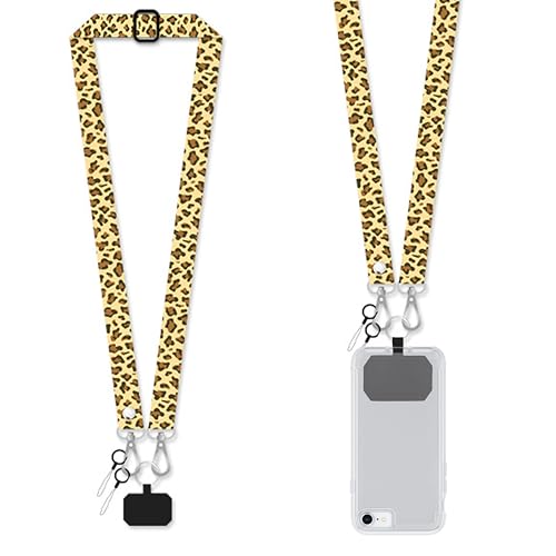 Dercylele Handykette Universal Lanyard Handyband Zum Umhängen Handyband Bohemie Handykette Verstellbar Schlüsselbänder Lanyard mit Robuste Haken (Leopardenmuster) von Dercylele