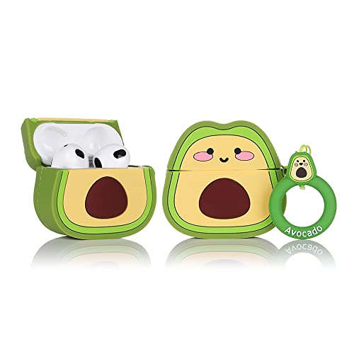 Derhom Airpods 3 Schutzhülle aus Silikon, lustig, niedlich, modisch, weich, Cartoon, kompatibel mit Apple Airpods 3, mit Schlüsselanhänger [Obst-Serie] (Lächelnde Avocado) von Derhom