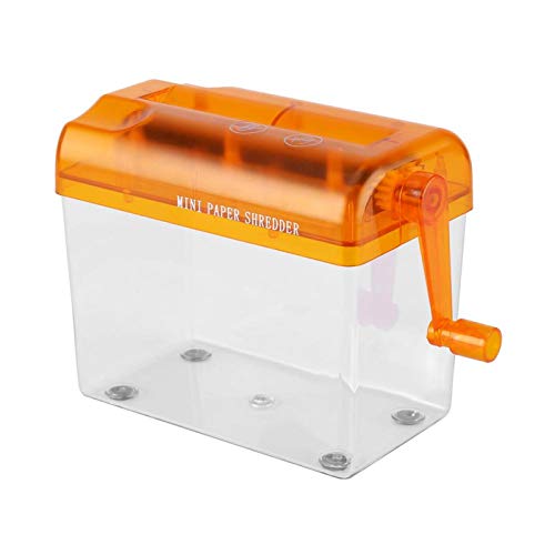 Deror Tragbarer Aktenvernichter mit Querschnitt, A6 Tragbarer manueller Mini-Aktenvernichter für das Büro zu Hause 16 × 9 × 14,5 cm(Orange) von Deror