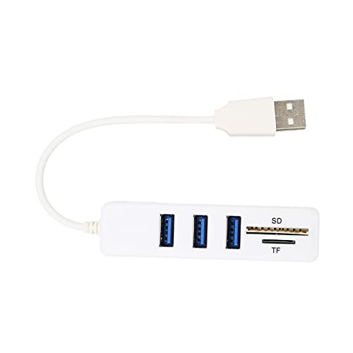 USB2.0-Hub, Speicherkarten-Speicherkartenleser Hochgeschwindigkeitsübertragung Plug-and-Play-USB-Splitter mit einfachem Zugriff(Weiß) von Deror