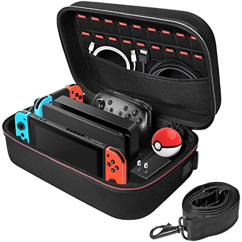 Tasche für Nintendo Switch, Deluxe Harte Hülle Case Tragetasche Reise Portable Schutz für Nintendo Switch Konsolle, Switch Dock, HDMI Kabel, Netzteil, 18 Spiele, Pro Controller & Zubehör - Schwarz Tasche für Nintendo Switch, Deluxe Harte Hülle Case Tragetasche Reise Portable Schutz für Nintendo Switch Konsolle, Switch Dock, HDMI Kabel, Netzteil, 18 Spiele, Pro Controller & Zubehör - Schwarz von Deruitu