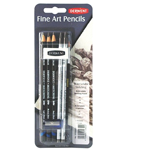Derwent 0700663 Sketching Bleistift mit Radierer und Anspitzer, 6 Stück von Derwent