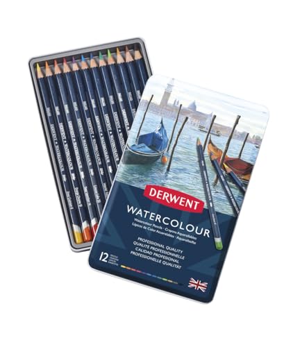 Derwent Aquarellstifte, Zeichnen & Malen, 12er-Set, Ideal zum Vermischen & Schichten, Professionelle Qualität, 32881 von Derwent