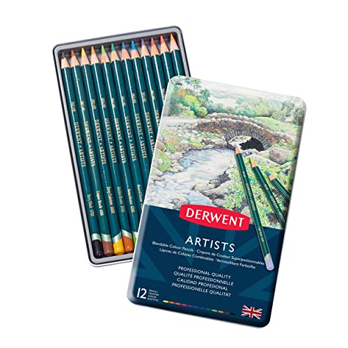 Derwent Artists Farbstifte, Zum Zeichnen & Ausmalen, 12er-Set, Ideal zum Verwischen & Schichten, Professionelle Qualität, 32092 von Derwent