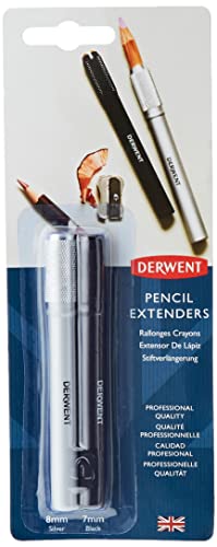 Derwent Bleistiftverlängerer, 2er-Set, Schraubbar und mit Soft-Touch-Beschichtung, Für Blei- und Farbstifte mit 7 und 8 mm Durchmesser, Professionelle Qualität, 2300124 von Derwent