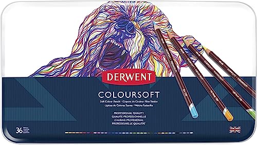 Derwent Coloursoft Buntstifte, Zeichnen & Schreiben, 36er-Set, Ideal für Farbaufbau, Professionelle Qualität, 0701028 von Derwent