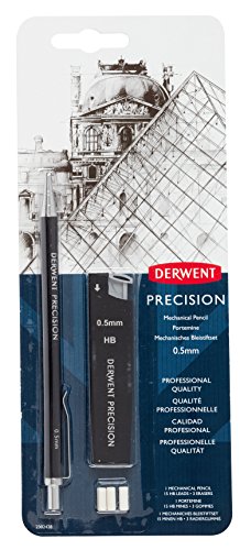 Derwent Feinmechanischer Bleistift, 0,5 mm, HB-Minen und Radiergummis, Profi-Qualität, 2302428 von Derwent