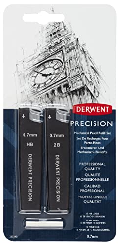 Derwent Feinminenstift-Minen und -Radiergummis, 0,7 mm, HB/2B, Profi-Qualität, 2302432 von Derwent