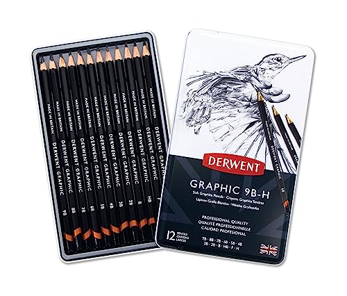Derwent Graphic Weiche Bleistift-Zeichenstifte, Zeichnen & Schreiben, Ideal für Illustrationen & Schattierung, 12er-Set, Professionelle Qualität, 34215 von Derwent