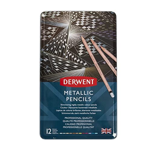 Derwent Metallic Buntstifte, Zeichnen & Schreiben, 12er-Set, Professionelle Qualität, 2305599 von Derwent