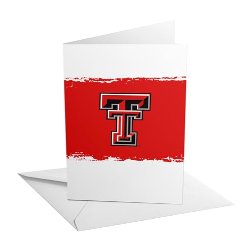 Desert Cactus Texas Tech University TTU Red Raiders Grußkarte, 12,7 x 17,8 cm, gefalteter Karton mit Umschlag, Party, Feier, offizielles Lizenzprodukt (12,7 x 17,8 cm Karte B – Geburtstag) von Desert Cactus
