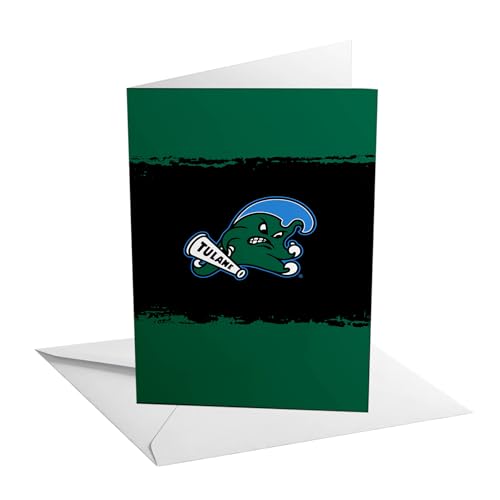 Desert Cactus Tulane University Grußkarte, 12,7 x 17,8 cm, grüne Welle, einzeln gefalteter Karton mit Umschlag, Party, Feier, offizielles Lizenzprodukt (12,7 x 17,8 cm Karte B – Geburtstag) von Desert Cactus