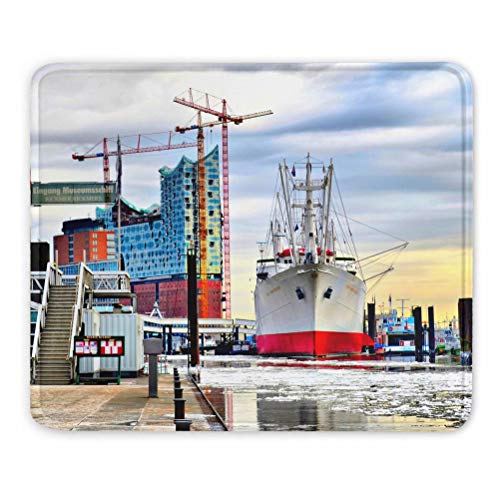 Deutschland Hamburger Hafen Mauspads Geschenk Souvenir 7,9 x 9,5 in 3mm Gummipad von Desert Eagle