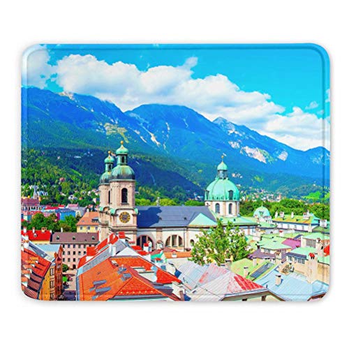 Österreich Innsbruck Tirol Panorama Mauspads Geschenk Souvenir 7,9 x 9,5 in 3mm Gummipad von Desert Eagle