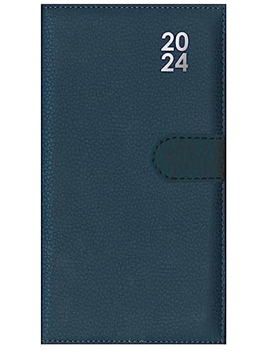 2024 Premium Slimline Taschenkalender Wochenansicht weiches Kunstleder Marineblau Schreibtisch Home Office Planer von Design Group