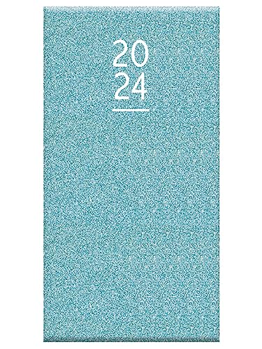 2024 Slimline Taschenkalender Planer Wochenansicht Hardcover Glitzer Blau von Design Group