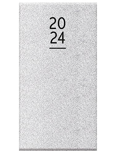 2024 Slimline Taschenkalender Planer Wochenansicht Hardcover Glitzer Silber von Design Group