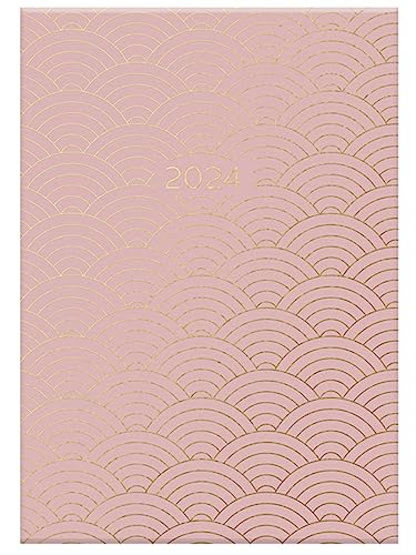 2024 Stilvolle rosa geometrische Formen A5 Hardcover Terminplaner Wochenansicht Planer von Design Group