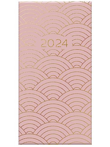 2024 Stilvolle rosa geometrische Formen Slimline Hardcover Terminplaner Wochenansicht Planer von Design Group