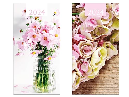 2024 Taschenkalender Hardcover Slimline Planer Wochenansicht Stilvolles Blumendesign von Design Group