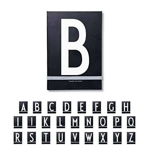 Design Letters Buchstaben Notizbuch A5 A-Z Schwarz | Nutzen Sie das unlinierte Notizbuch als Bullet Journal, 2024 Planer | Notizbuch A5 mit elastischem Verschlussband | 146 nummerierte Seiten von Design Letters