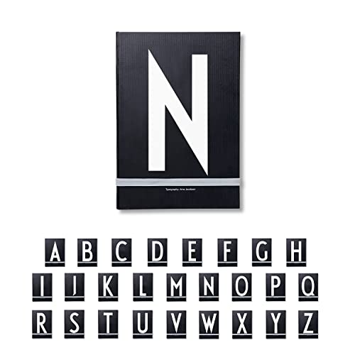 Design Letters Buchstaben Notizbuch A5 A-Z Schwarz | Nutzen Sie das unlinierte Notizbuch als Bullet Journal, 2024 Planer | Notizbuch A5 mit elastischem Verschlussband | 146 nummerierte Seiten von Design Letters