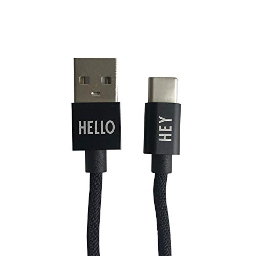 Design Letters MyCable USB-C, Kompatibel mit Android, 1 M. (Schwarz), 60201011BLACK von Design Letters