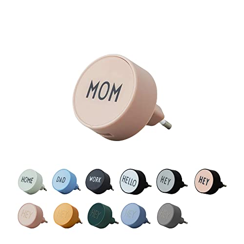 Design Letters MyCharger Ladegerät EU, MOM (Nude) - Euro Typ C, 2,4 A (12 W), Geschenke für Mama, Schnellladung und sicher, CE-Zertifiziert, RoHS-Zertifiziert, Kurzschlussschutz von Design Letters