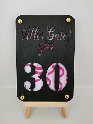 Designbysh Geldgeschenk 30. Geburtstag, Geburtstagskarte, Präsent, Aufmerksamkeit aus Holz im Kleinformat, Kreatives Geldgeschenk Verpackung, Coole Geldkarte Geburtstag (schwarz) von Designbysh