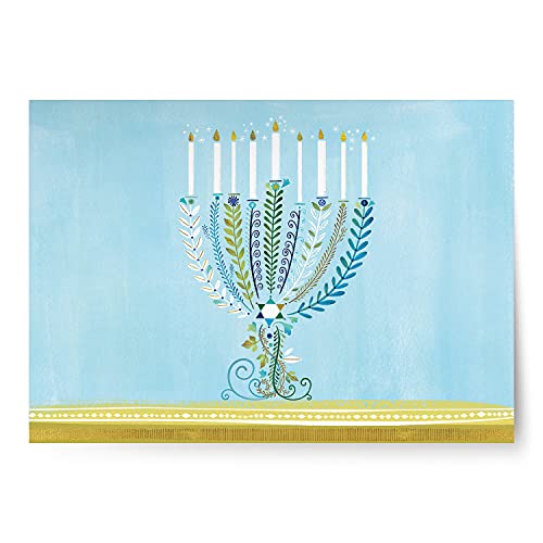 Designer Greetings Chanukkah-Karten in Box, illustriertes beleuchtetes Menora-Design, Box mit 18 geprägten Karten mit Umschlägen von Designer Greetings